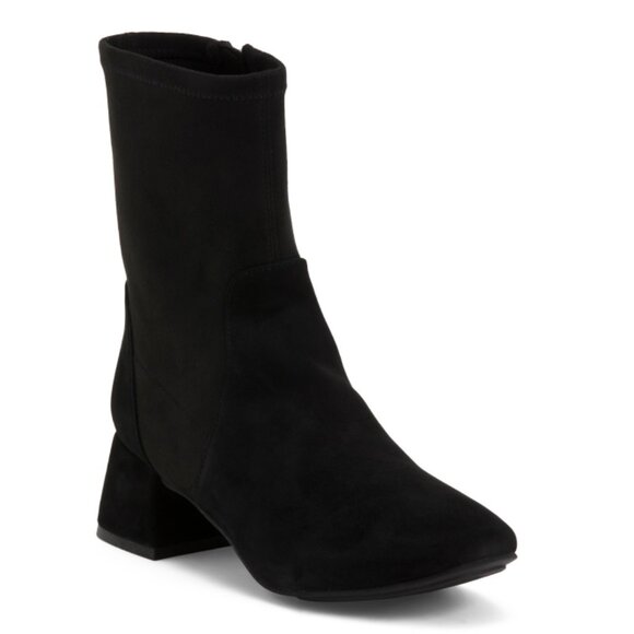 GENTLE SOULS Black Elbert Leather Block Heel Booties - Picture 1 of 2